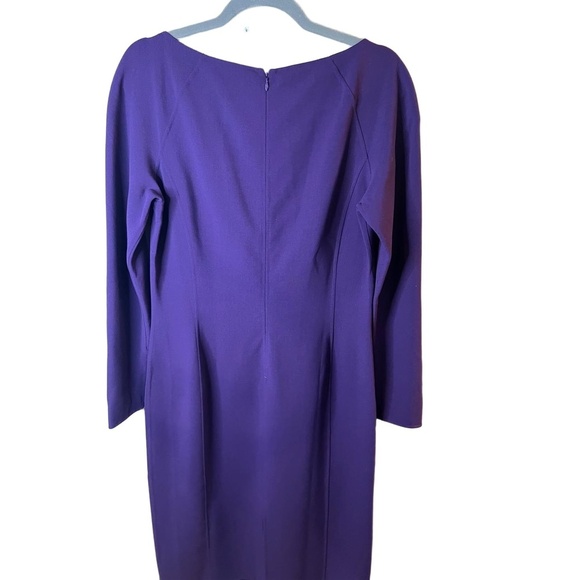 Michael Kors Purple Long Sleeve Sheath Dress Crew Neck Size 14 - Picture 5 of 10